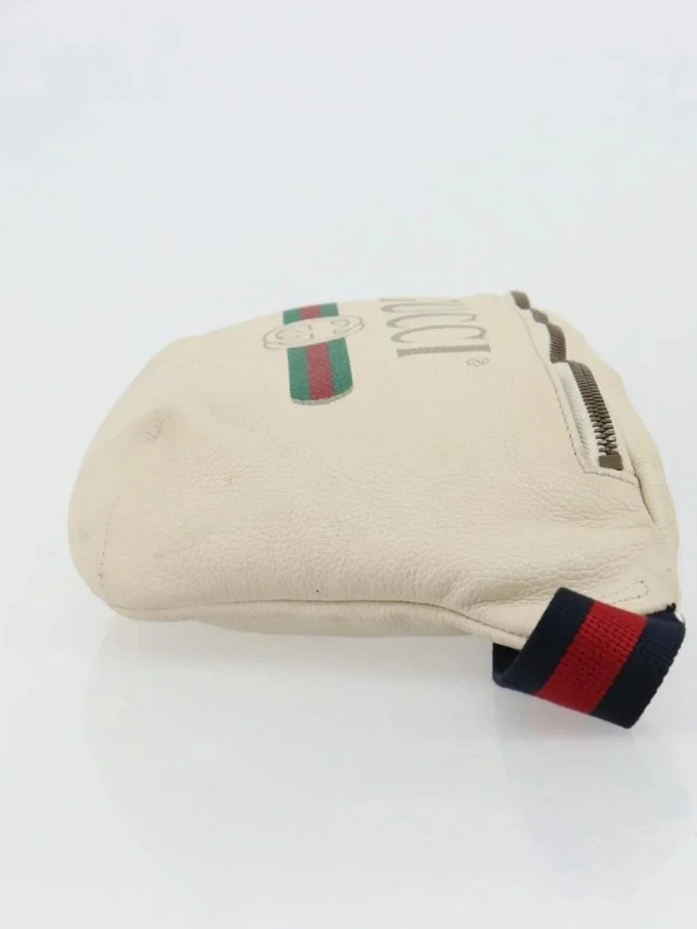 GUCCI Sherry Line Waist bag Leather Red White 493869 Auth